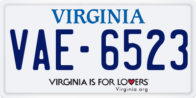 VA license plate VAE6523