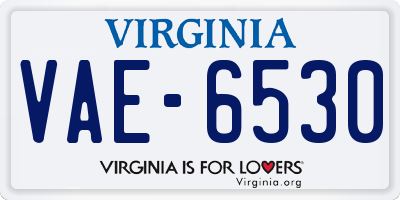 VA license plate VAE6530
