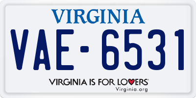 VA license plate VAE6531
