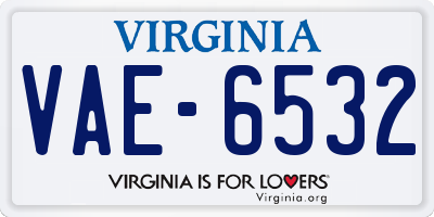 VA license plate VAE6532