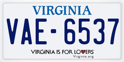 VA license plate VAE6537