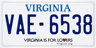 VA license plate VAE6538