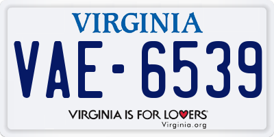VA license plate VAE6539
