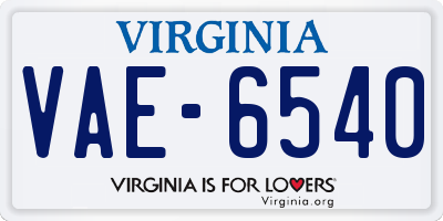 VA license plate VAE6540