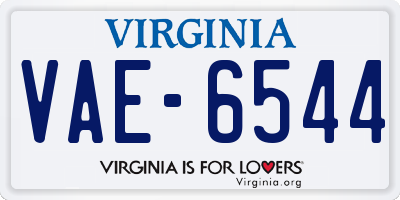 VA license plate VAE6544