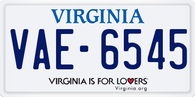 VA license plate VAE6545