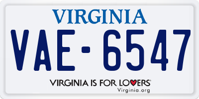 VA license plate VAE6547