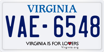 VA license plate VAE6548
