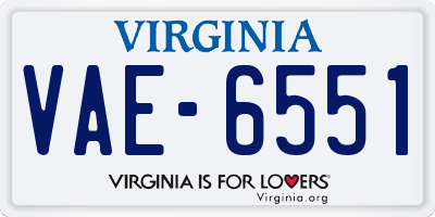 VA license plate VAE6551