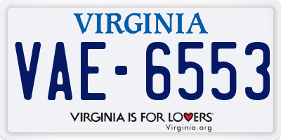 VA license plate VAE6553