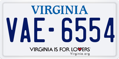 VA license plate VAE6554
