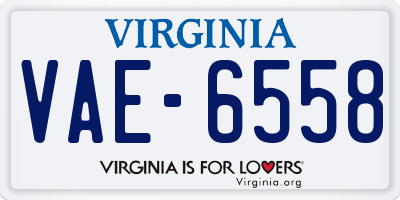 VA license plate VAE6558