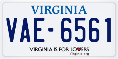 VA license plate VAE6561