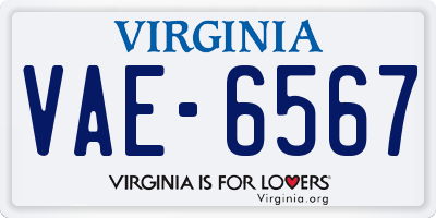 VA license plate VAE6567