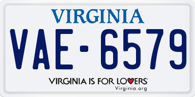 VA license plate VAE6579