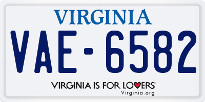 VA license plate VAE6582