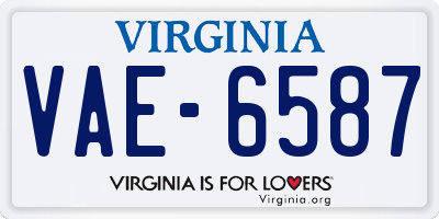 VA license plate VAE6587