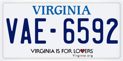 VA license plate VAE6592