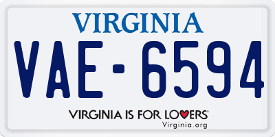 VA license plate VAE6594