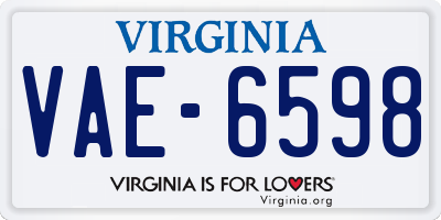VA license plate VAE6598