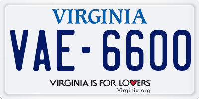 VA license plate VAE6600