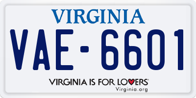 VA license plate VAE6601