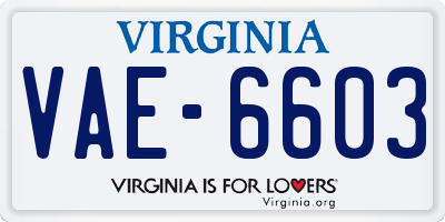 VA license plate VAE6603