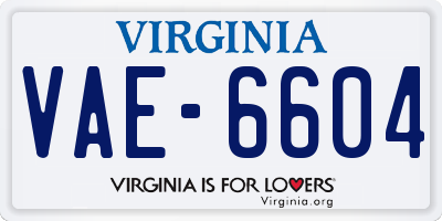 VA license plate VAE6604
