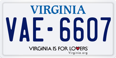 VA license plate VAE6607