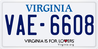 VA license plate VAE6608