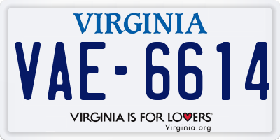 VA license plate VAE6614