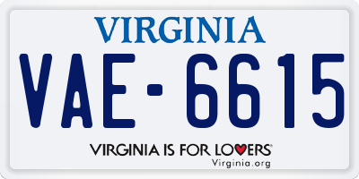 VA license plate VAE6615