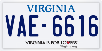 VA license plate VAE6616