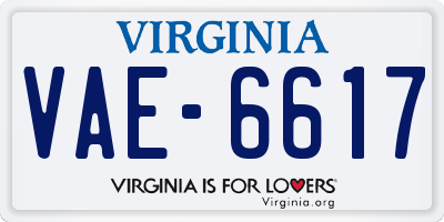 VA license plate VAE6617