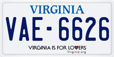 VA license plate VAE6626