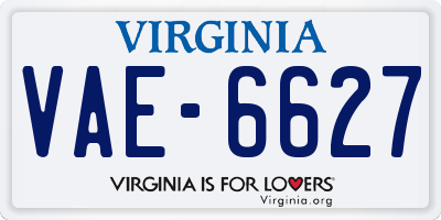 VA license plate VAE6627