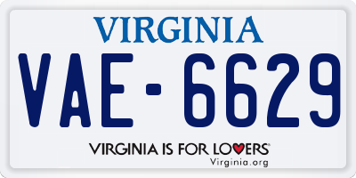 VA license plate VAE6629
