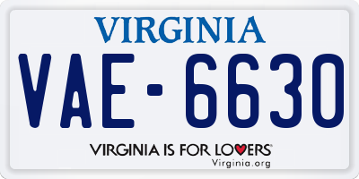 VA license plate VAE6630