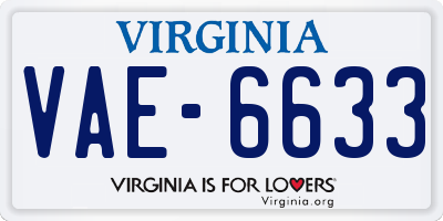 VA license plate VAE6633