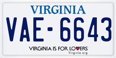 VA license plate VAE6643