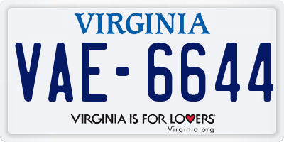 VA license plate VAE6644