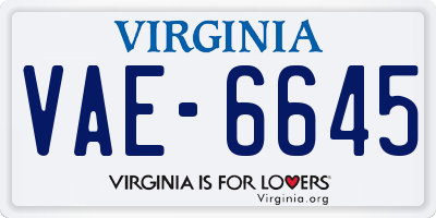 VA license plate VAE6645