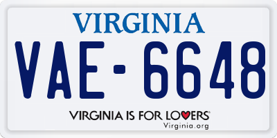 VA license plate VAE6648