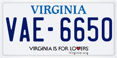 VA license plate VAE6650