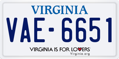 VA license plate VAE6651