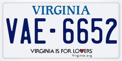 VA license plate VAE6652
