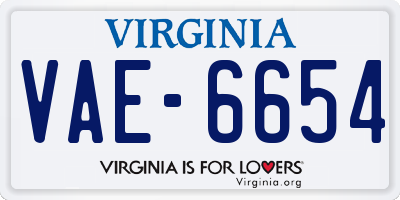 VA license plate VAE6654