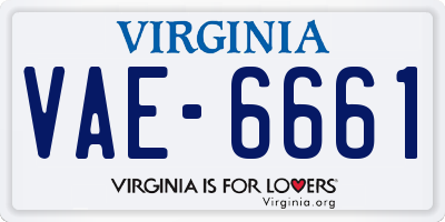 VA license plate VAE6661