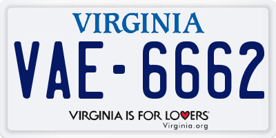 VA license plate VAE6662