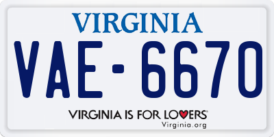VA license plate VAE6670